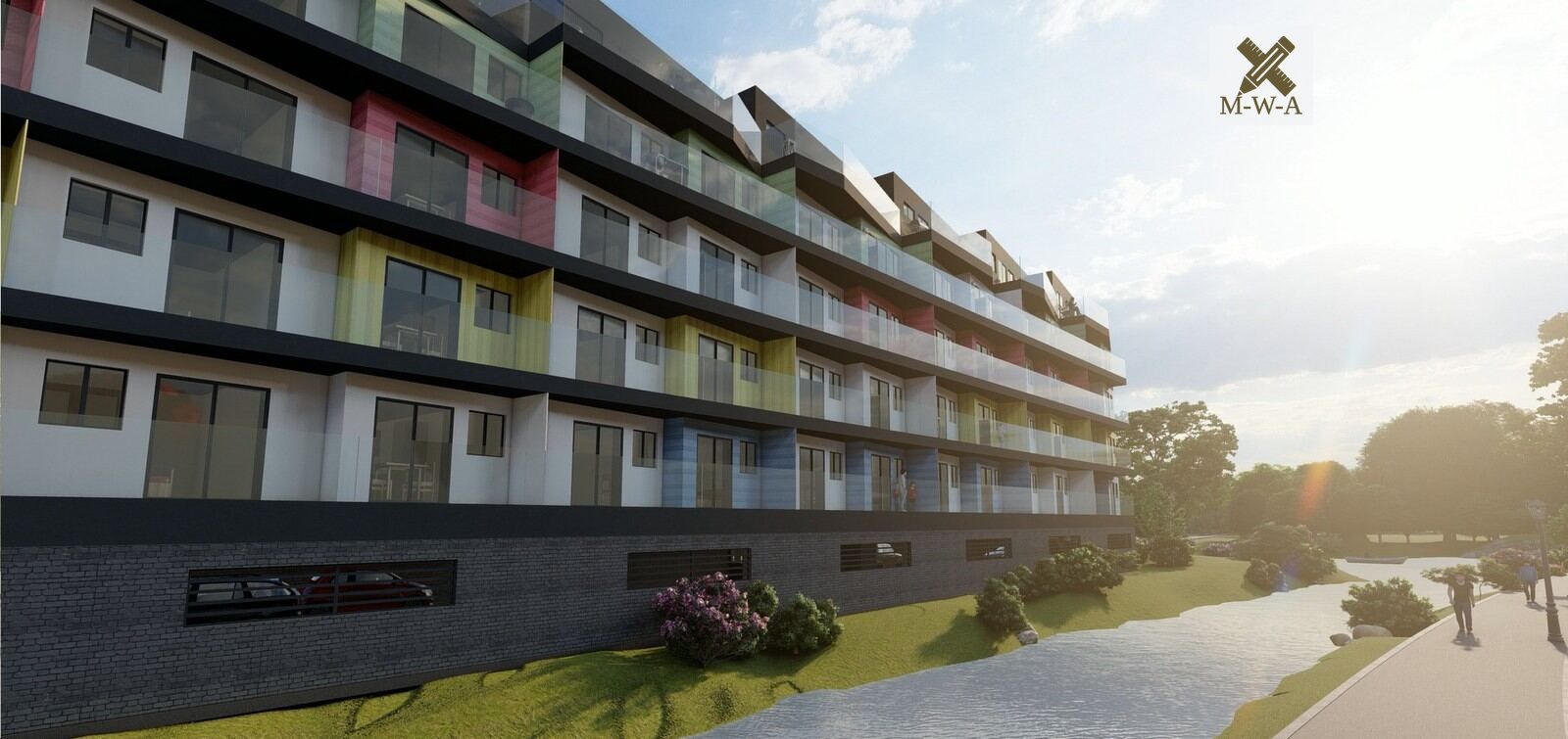Rear perspective of Stafferton Way with cascading balconies